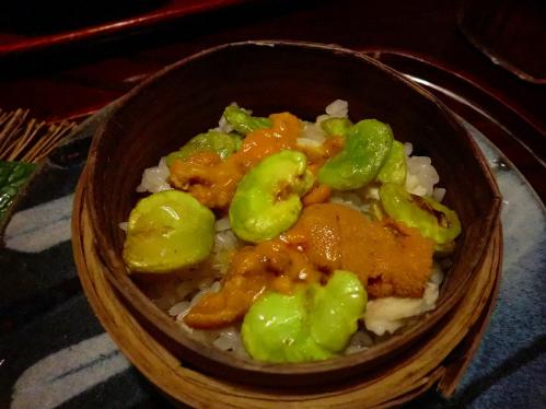 天ぷら松_ソラマメとウニのご飯